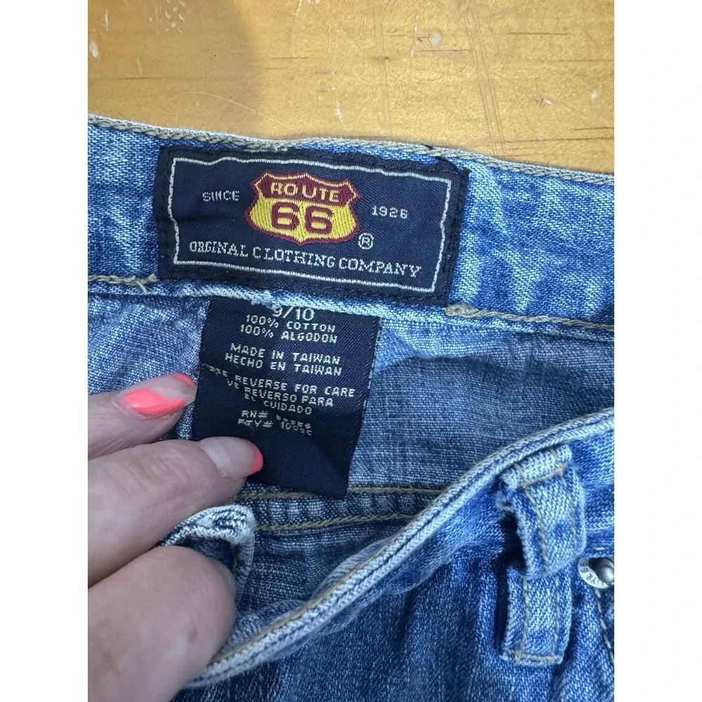 Women's ROUTE 66 Blue Denim Jean Skirt w/Front Slit Size 9/10